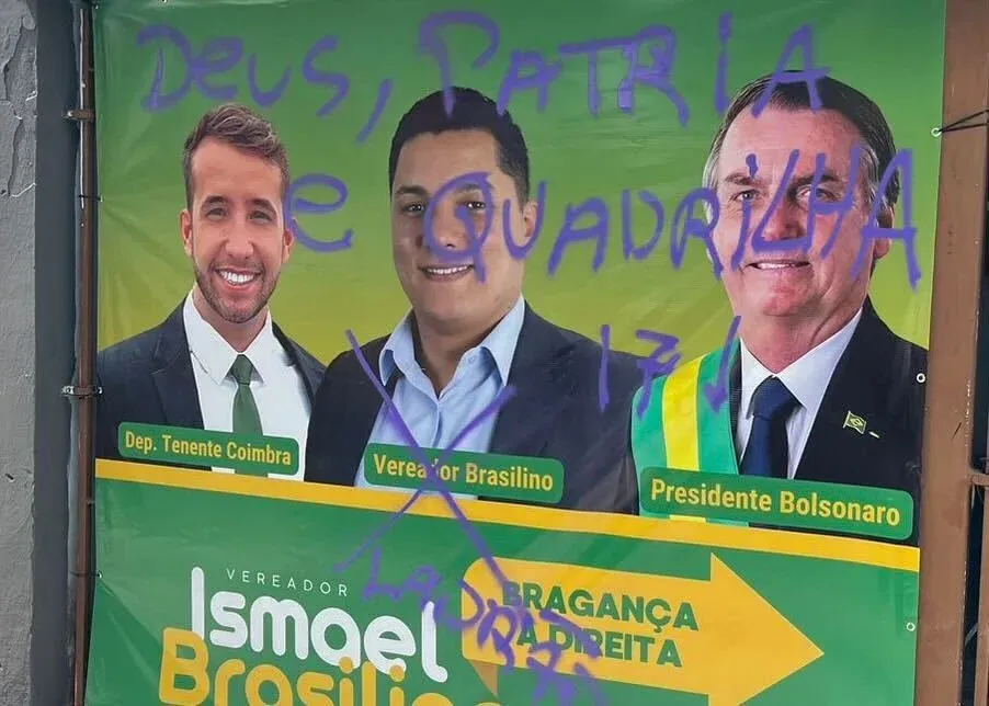 Candidato amanhece com ‘quadrilha’ pichada em QG de campanha